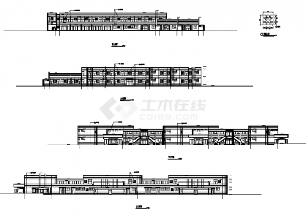 扬州学校二套高中餐厅综合楼建筑设计施工cad图纸-图二