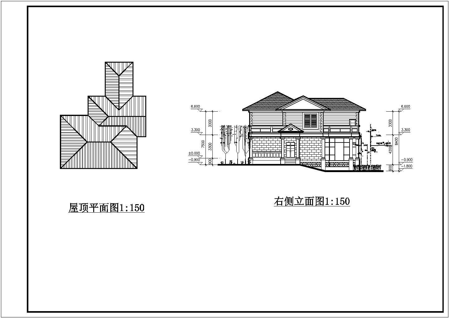 某山庄高级别墅区办公接待中心建筑方案设计施工CAD图纸