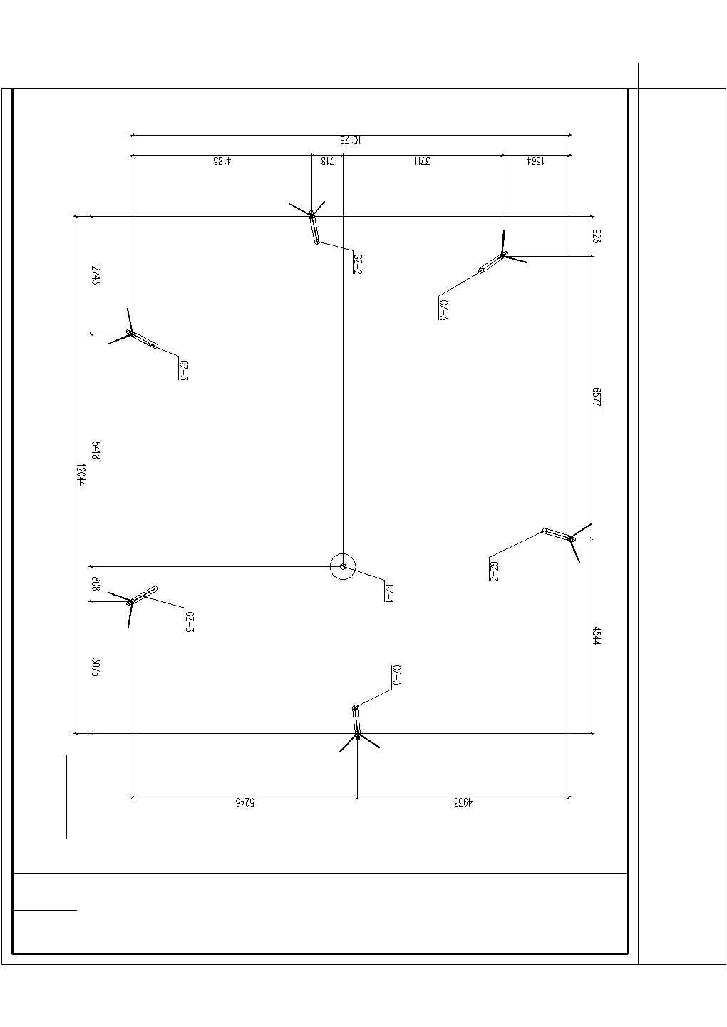 膜亭结构详图平面图，轴测图，钢结构平面布置图