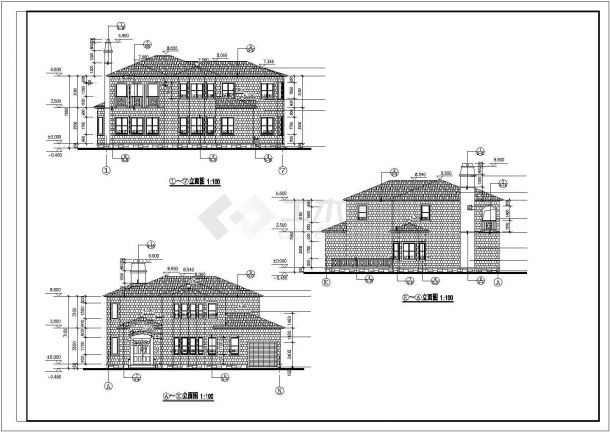 某山庄高级别墅区宾馆别墅建筑方案设计施工CAD图纸-图二