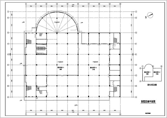 某三层中学体育馆多联机空调设计CAD图纸_图1