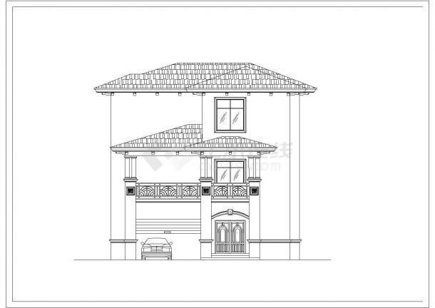 某度假区花园三层欧式别墅建筑方案设计施工CAD图纸-图一