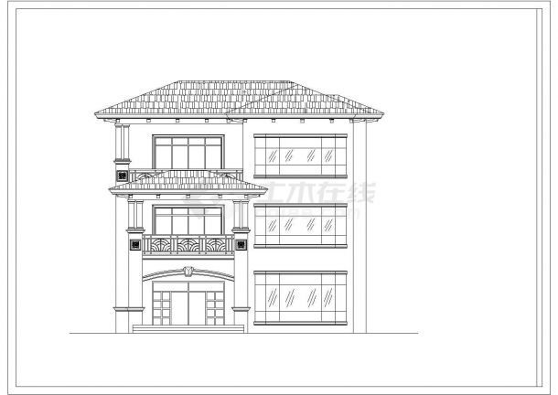 某度假区花园三层欧式别墅建筑方案设计施工CAD图纸-图二