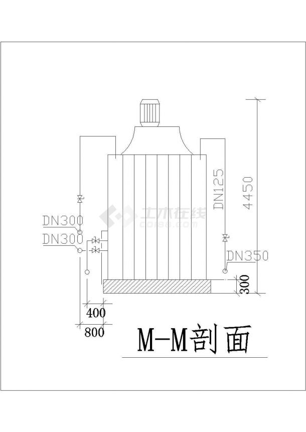 冷却塔平面布置图剖面图设计建施cad图纸-图一