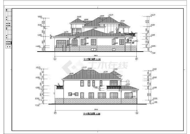 某度假区花园豪华别墅建筑全套方案设计施工CAD图纸-图二