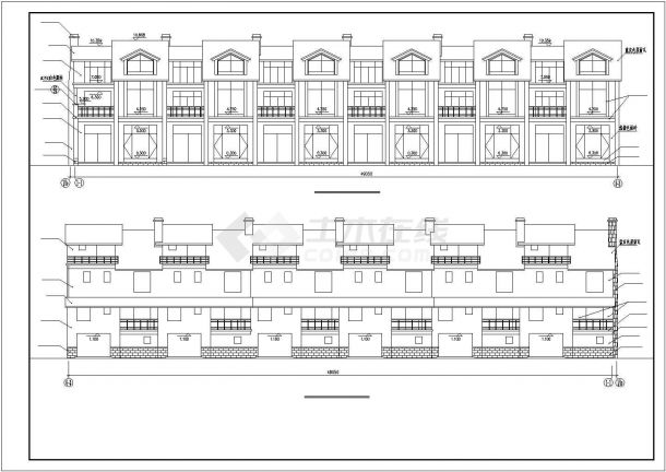 某度假区花园豪华联排别墅建筑全套方案设计施工CAD图纸-图一