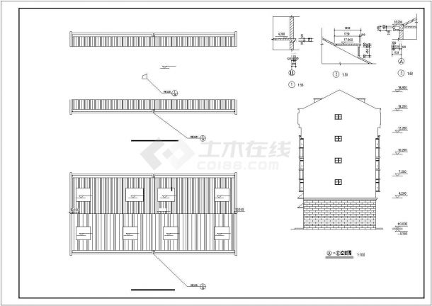 苏州市安心花园小区1150平米6层联建式框混结构住宅楼建筑设计CAD图纸-图一