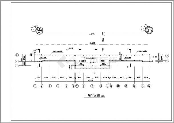 长83米 宽7.8米 单层古建筑『廊桥』初步设计图【平立剖】-图二