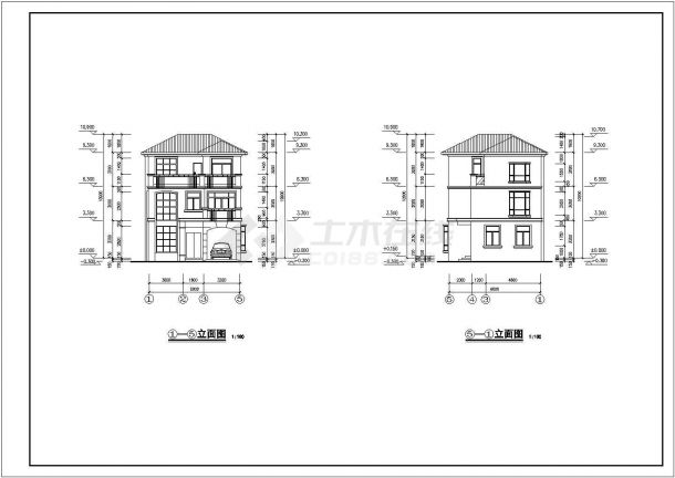 某温泉度假村高级私人三层别墅建筑方案设计施工CAD图纸-图一