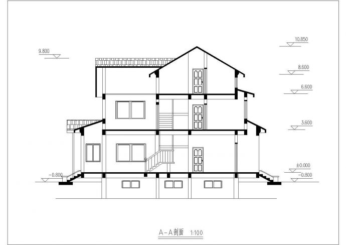 某景区度假村三层高档双拼小别墅建筑方案设计施工CAD图纸_图1