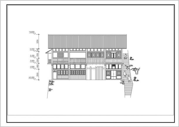 某景区度假村仿古山地小别墅建筑方案设计施工CAD图纸-图二