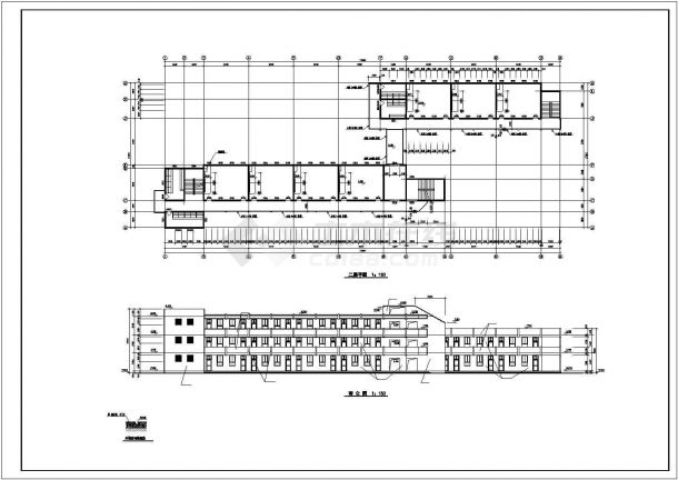 西安师大附小1800平3层框架结构教学楼全套建筑设计CAD图纸（含总图）-图二