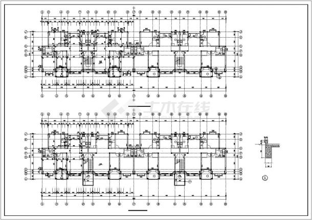 湖州燎原小区3600平米6层砖混住宅楼建筑设计CAD图纸（含车库层）-图二