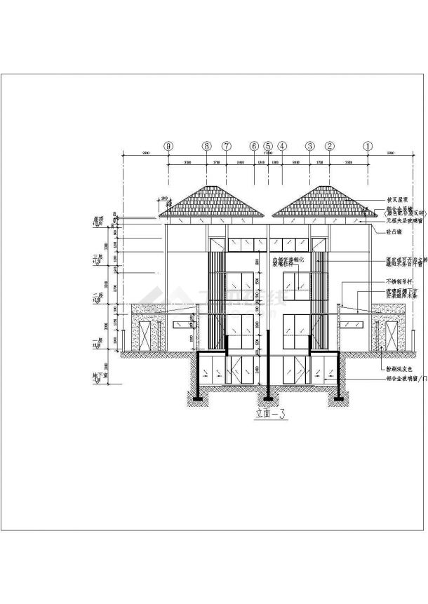 某城市私人豪华双拼别墅建筑全套方案设计施工CAD图纸-图二