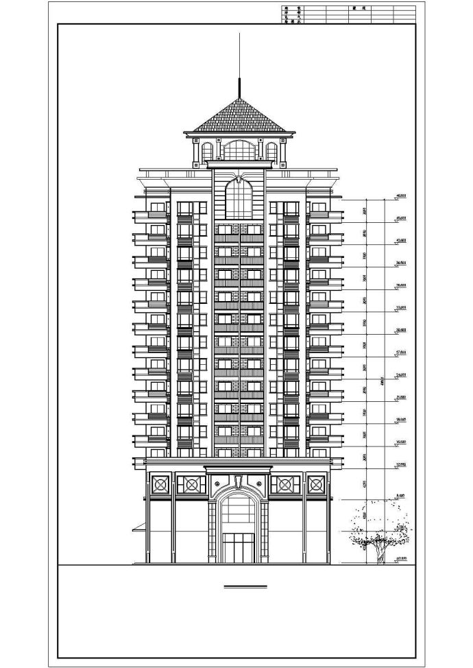 崇州市某社区15层框架结构公寓住宅楼建筑设计CAD图纸（含地下室）_图1