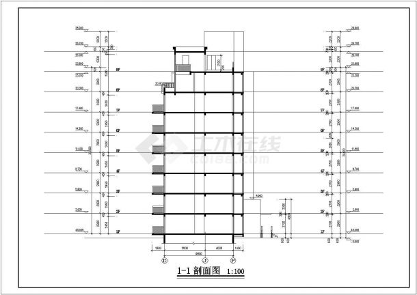 驻马店市秀兰嘉园小区9层砖混结构住宅楼建筑设计CAD图纸-图一