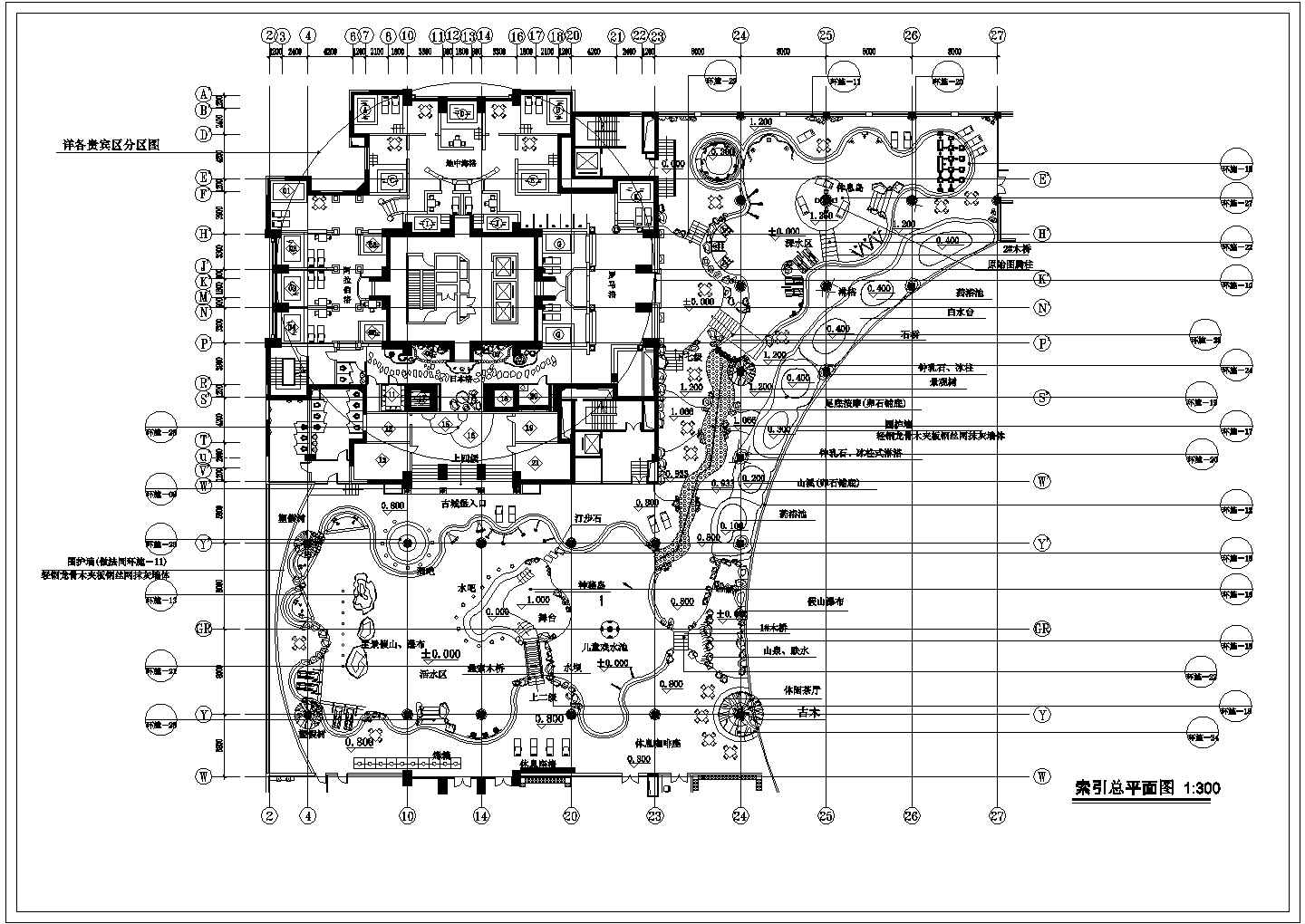 某水疗中心环境设计cad施工总平面图