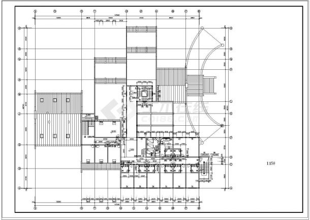 某地接待中心建筑设计施工cad图纸-图一