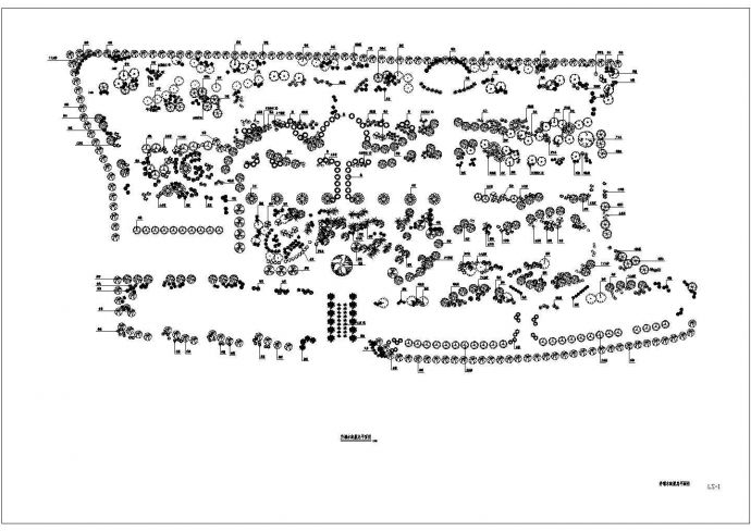 某园林广场规划设计cad乔灌木配置总平面图_图1