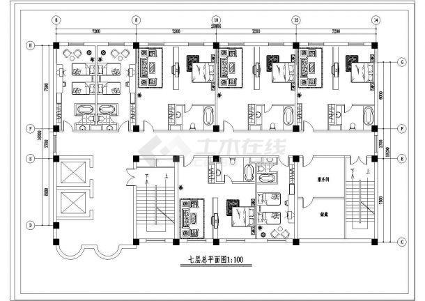 某地酒店建筑设计CAD方案图纸-图二