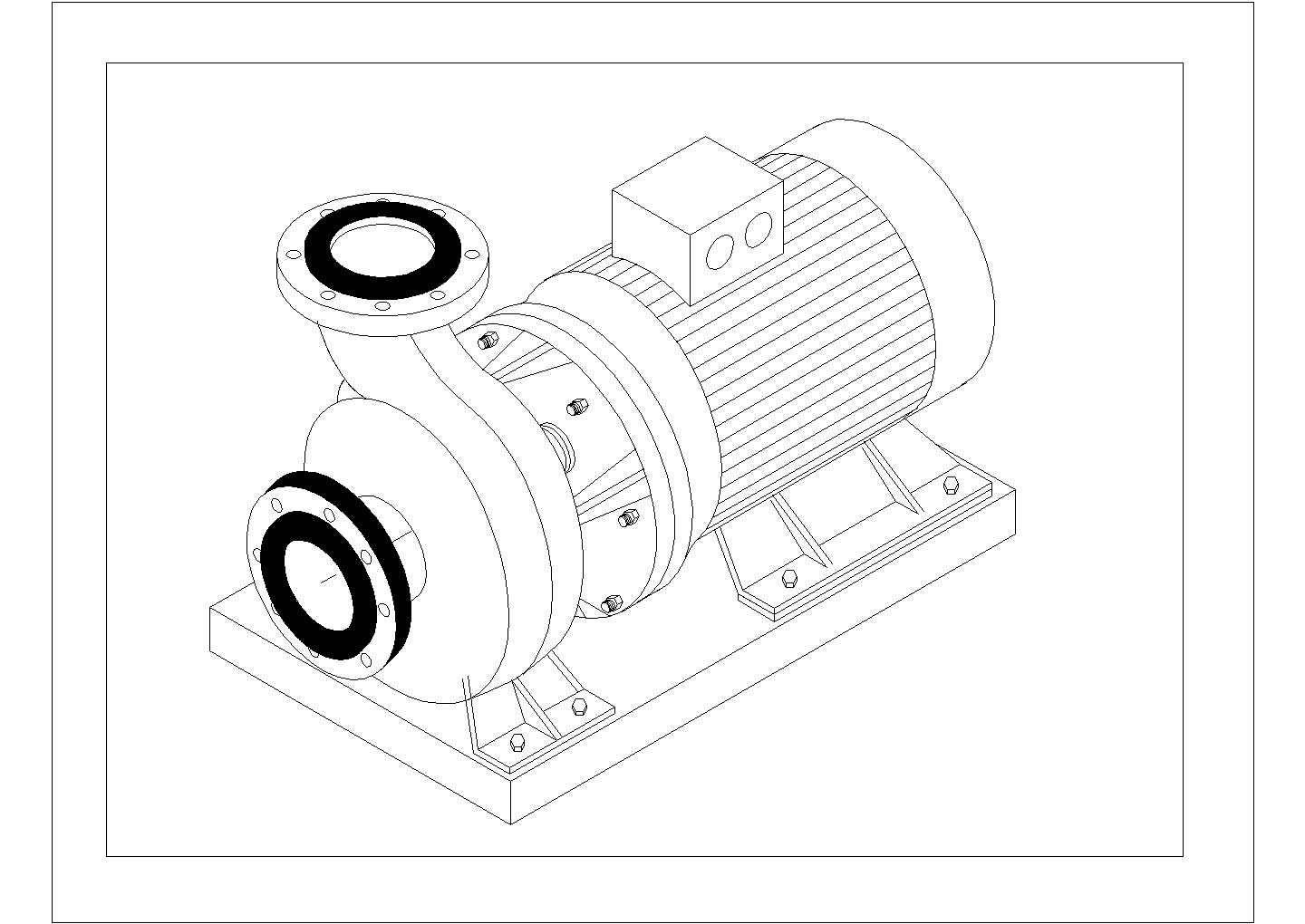 水泵轴测标准大样图CAD图