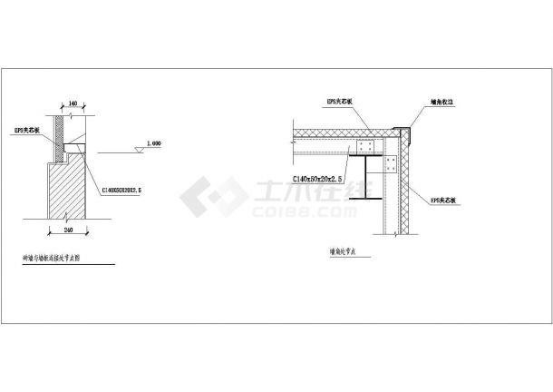 砖墙与钢柱连接设计CAD参考图-图二