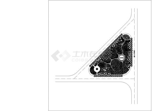 某三角岛绿化规划设计cad总平面方案图纸-图一