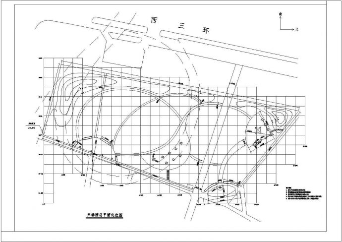 玉春园景观绿化规划设计cad施工总平面图（含设计说明）_图1
