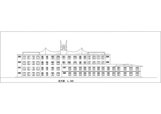 哈尔滨智泉中学4层框架结构教学楼全套建筑设计CAD图纸（含总图）-图二