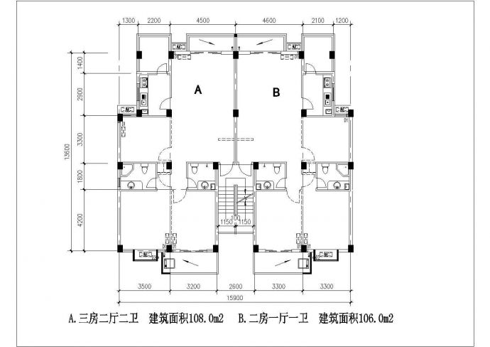 某住宅建筑户型设计平面图_图1