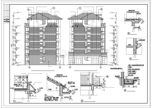 多层住宅楼（端头带底商）建筑设计图纸-图二