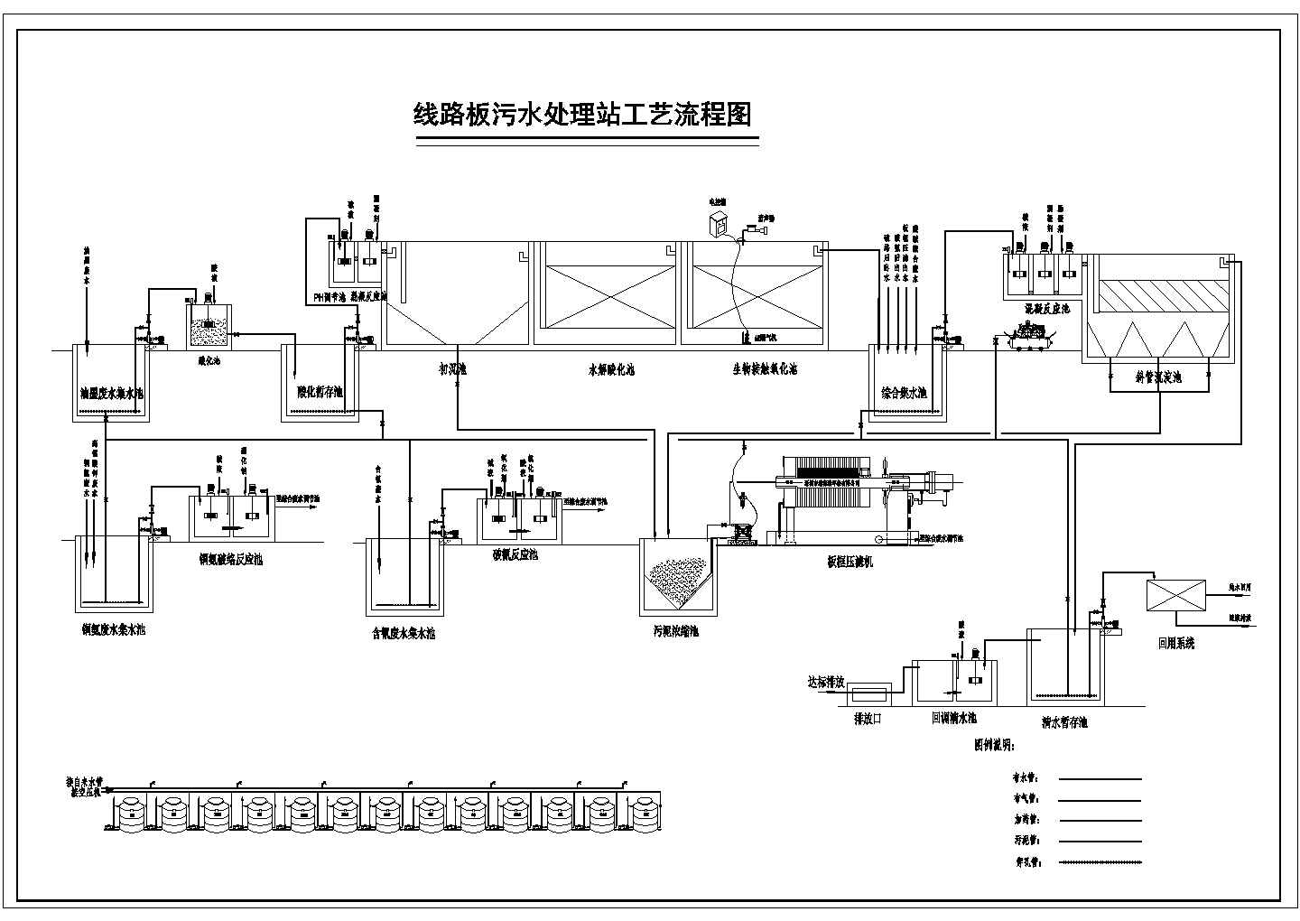 线路板工业废水处理结构设计cad图