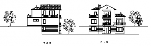 最新款二层新中式风格农村自建小别墅建筑设计cad图(含两套设计，共九张)-图一