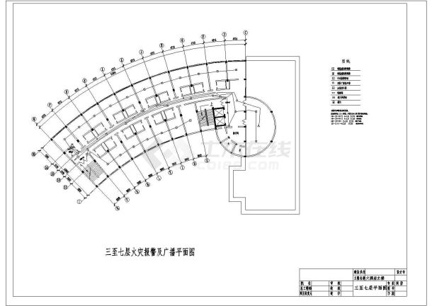 长51米 宽35.75米 不规则型8层酒店消防设计【各层消防栓及灭火器平面布置图 报警喷淋消防栓系统图】-图二