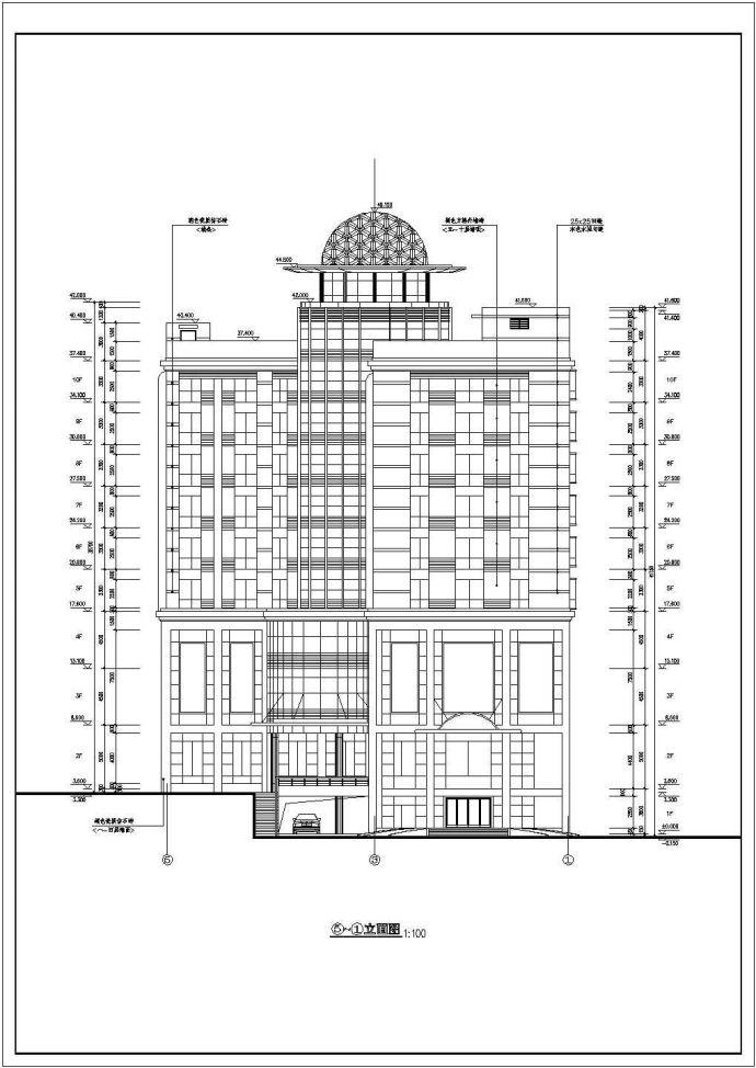 某小高层框架结构酒店设计cad建筑方案图纸_图1