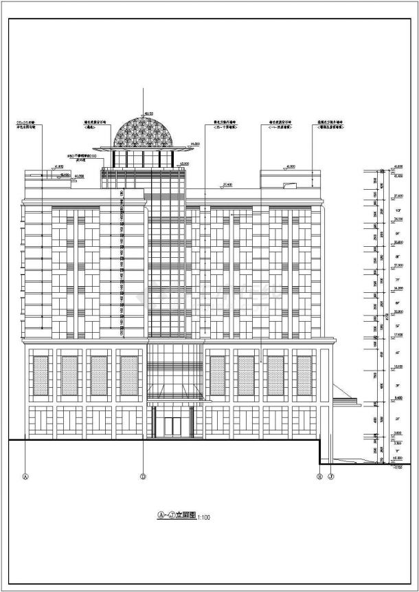 某小高层框架结构酒店设计cad建筑方案图纸-图二