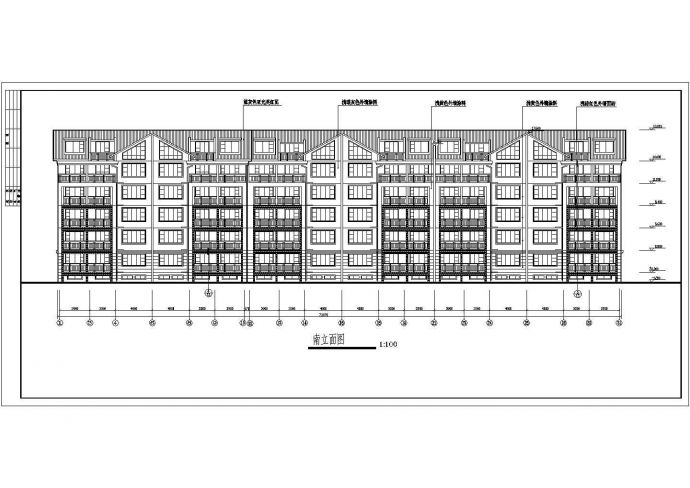 五层阁楼三单元对称户型住宅楼施工设计cad图纸_图1