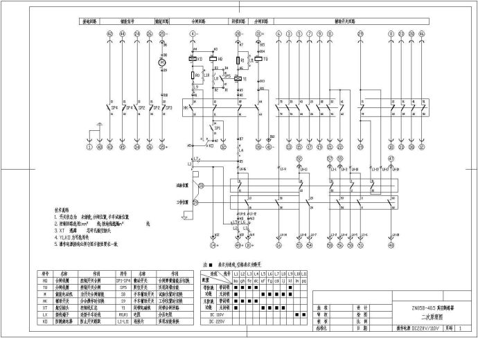 zn85b二次图DC220cad设计图纸_图1