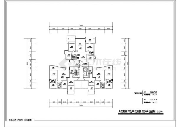 某地带电梯住宅户型公寓楼全套施工设计cad图纸-图二