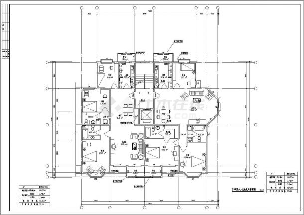 单元楼楼层户型设计图【1楼梯1电梯2户 3室2厅 120至141平米之间】-图二