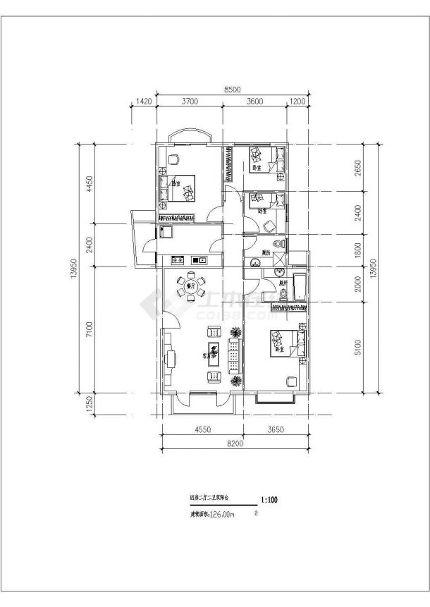 小区住宅户型设计施工图【114平米 108平米 136平米 126平米 156平米】-图一