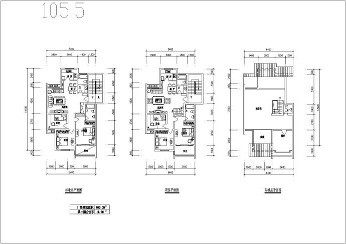 住宅平面户型CAD图集【71至155平米】_图1