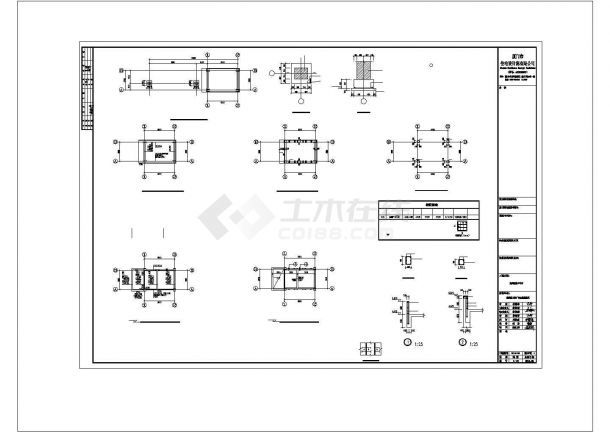 某一层框架门卫建筑设计施工CAD图纸-图二