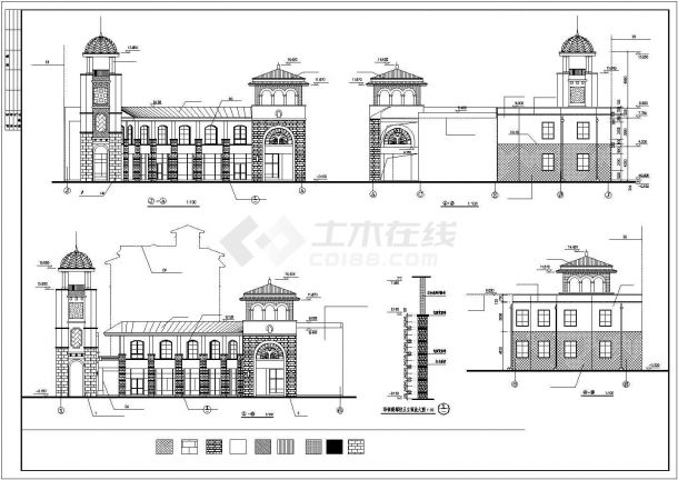办公楼设计_上海某街道910平米2层框架结构办公楼全套建筑设计CAD设计图-图一