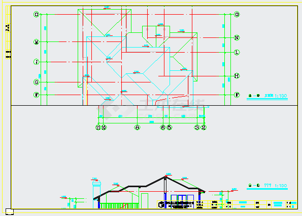 二层现代风格豪华别墅建筑施工cad图纸（含立面图）-图一