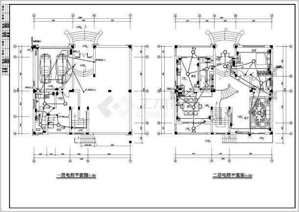 电气设计_某地区D,E,F型别墅电气设计CAD图-图二