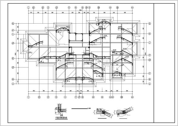 某小区坡屋面建筑设计施工CAD图纸-图二