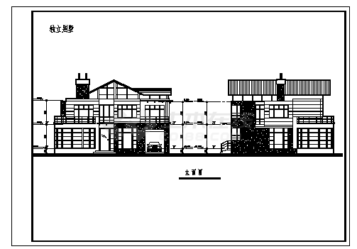300平米二层农村现代风格独立别墅建筑设计cad图，共四张-图二