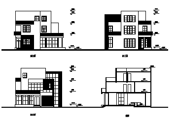 三层简约风格独立别墅建筑设计cad图(含平立面图，共三张)-图二