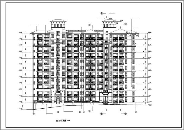 高层住宅建筑设计cad图(含立面图，共三张)-图一